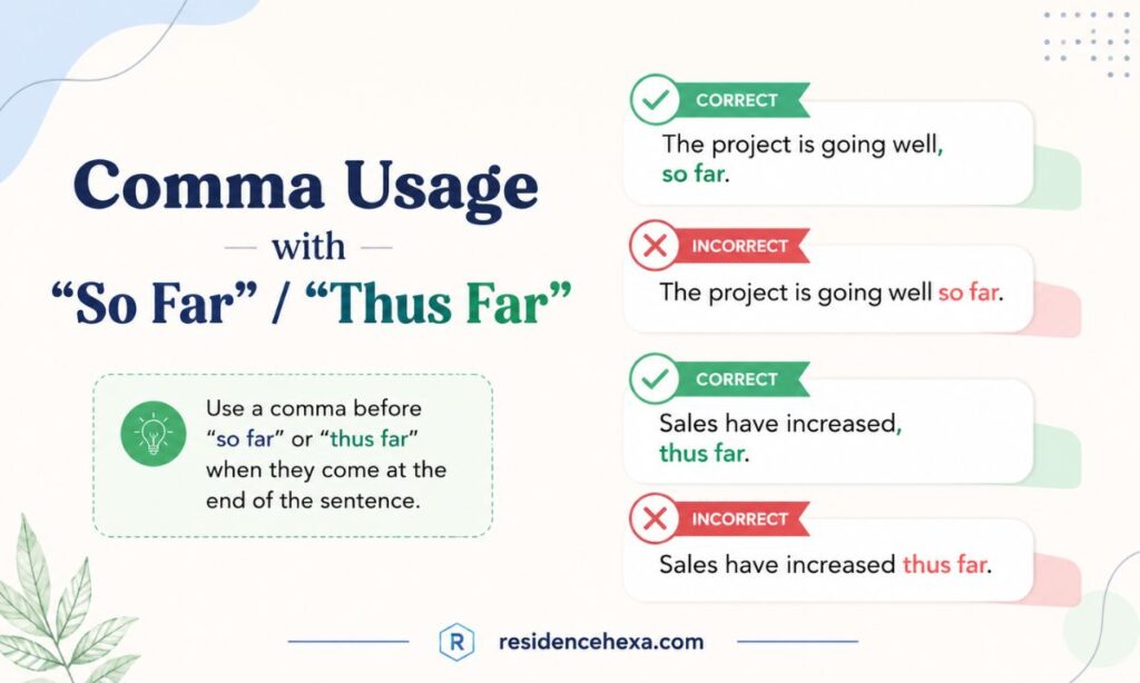comma-usage-with-so-far-vs-thus-far