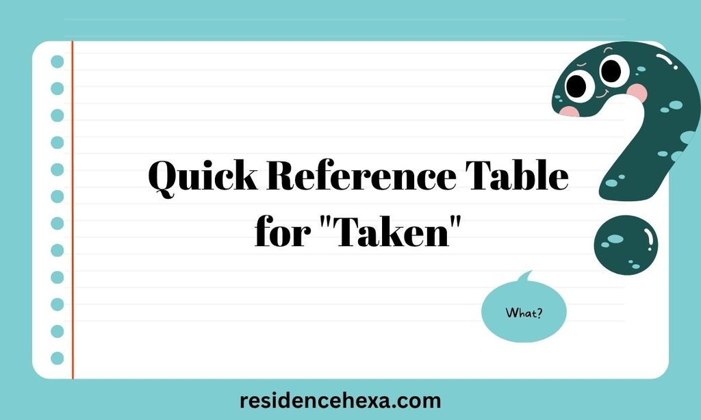 Quick Reference Table for "Taken"