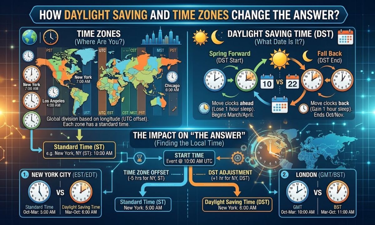 How Do Daylight Saving and Time Zones Change the Answer