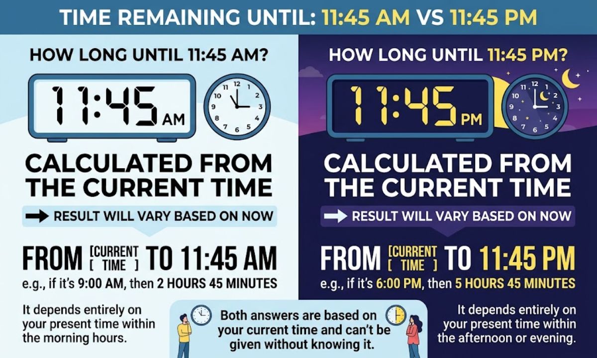 How Long Until 1145 AM Versus 1145 PM
